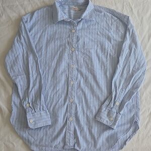 Faherty Button Down Long Sleeve Shirt Mens Small Blue Striped Organic Cotton EUC